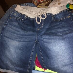 Blue Denim Jogger Shorts